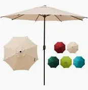 Photo 1 of Abba Patio 9FT Lyon Outdoor Patio Umbrella Outdoor Table Umbrella with Push Button Tilt and Crank Market Umbrella 8 Sturdy Ribs UV Protection Waterproof for Garden Deck Backyard Pool Tan