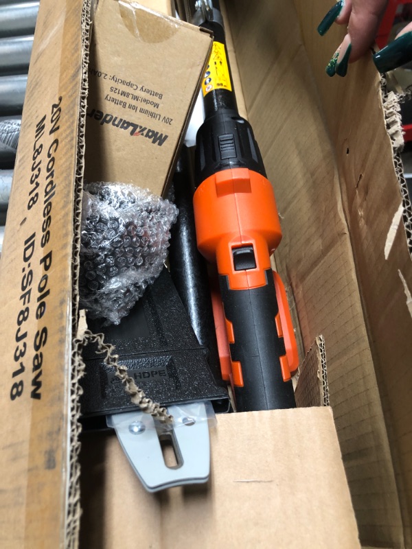 Photo 1 of Pole Saw 8-Inch Cordless Pole Saws for Tree Trimming, 15-Feet MAX Reach Electric Pole Saw, 16ft/s Cutting Speed Auto Oiling Multi-Angle Pole Chainsaw with 20V 2.0Ah Battery & Charger 15Ft 8'' pole saw