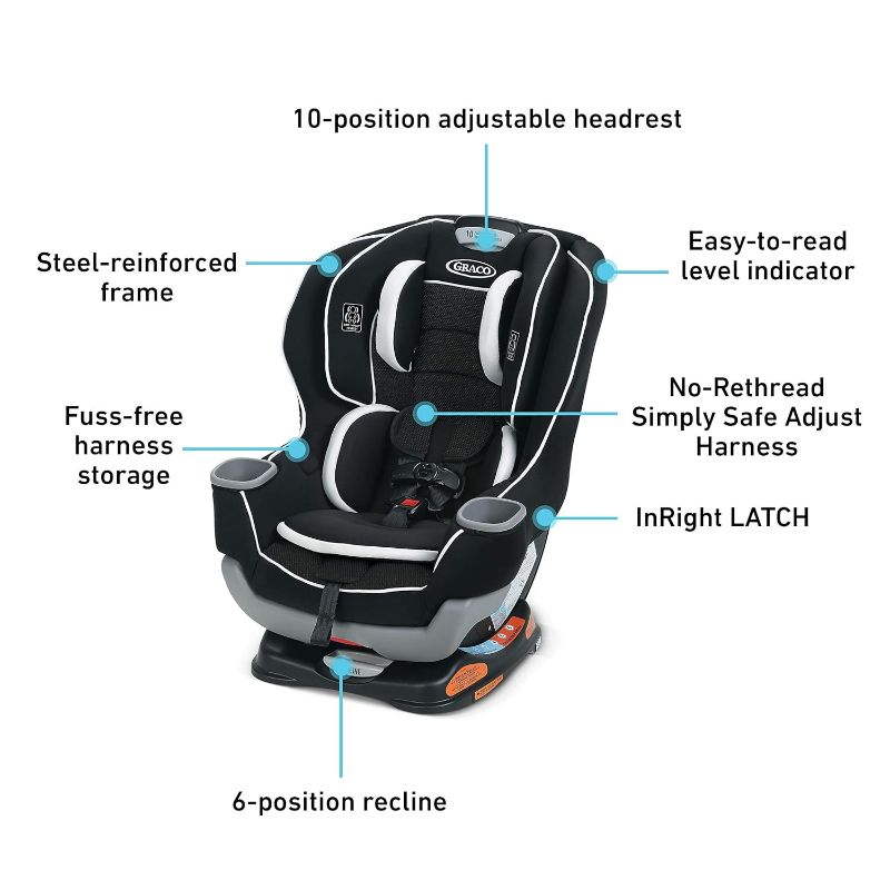 Photo 5 of (READ FULL POST) Graco Extend2Fit Convertible Car Seat, 2023, Gotham
