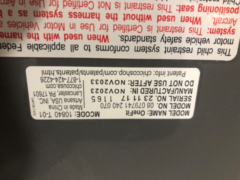 Photo 3 of ***USED - LIKELY MISSING PARTS - UNABLE TO VERIFY FUNCTIONALITY***
Chicco OneFit ClearTex All-in-One Car Seat, Rear-Facing Seat for Infants 5-40 lbs, Forward-Facing Car Seat 25-65 lbs, Booster 40-100 lbs, Convertible Car Seat | Obsidian/Black