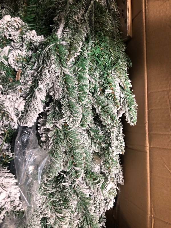 Photo 2 of ***BOTTOM TIER DOSNT LIGHT UP***
Nearly Natural 8ft. Slim Flocked Montreal Fir Artificial Christmas Tree with 400 Warm White LED Lights and 1348 Bendable Branches