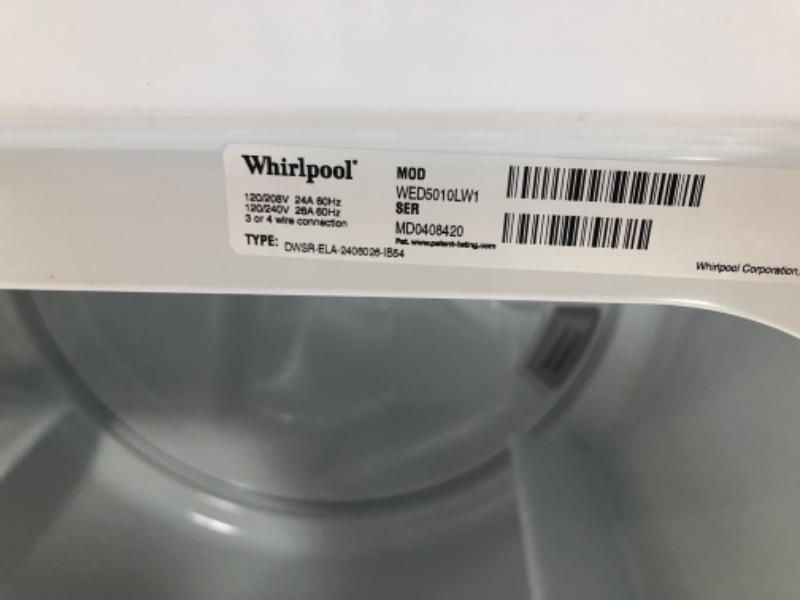 Photo 6 of Whirlpool 7-cu ft Electric Dryer (White)