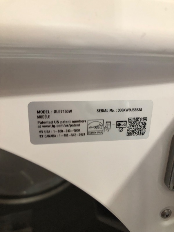 Photo 4 of LG 7.3-cu ft Electric Dryer (White) ENERGY STAR