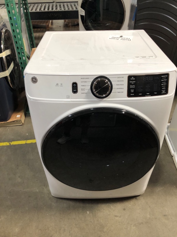 Photo 2 of GE 7.8-cu ft Stackable Smart Electric Dryer (White) ENERGY STAR