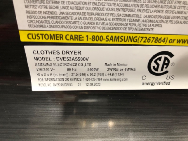 Photo 1 of 27 Inch Smart Electric Dryer with 7.4 cu. ft. Capacity, Steam Sanitize+, Wi-Fi Connectivity, 18 Drying Cycles, Sensor Dry, Smart Care, Vent Sensor, Interior Drum Light, and Lint Filter Indicator: Brushed Black
