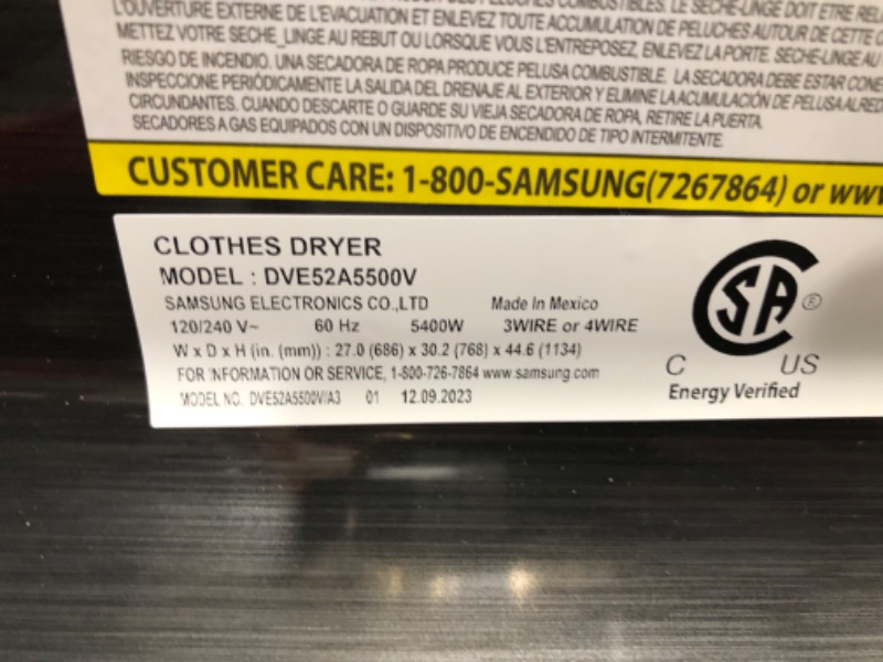 Photo 7 of 27 Inch Smart Electric Dryer with 7.4 cu. ft. Capacity, Steam Sanitize+, Wi-Fi Connectivity, 18 Drying Cycles, Sensor Dry, Smart Care, Vent Sensor, Interior Drum Light, and Lint Filter Indicator: Brushed Black
