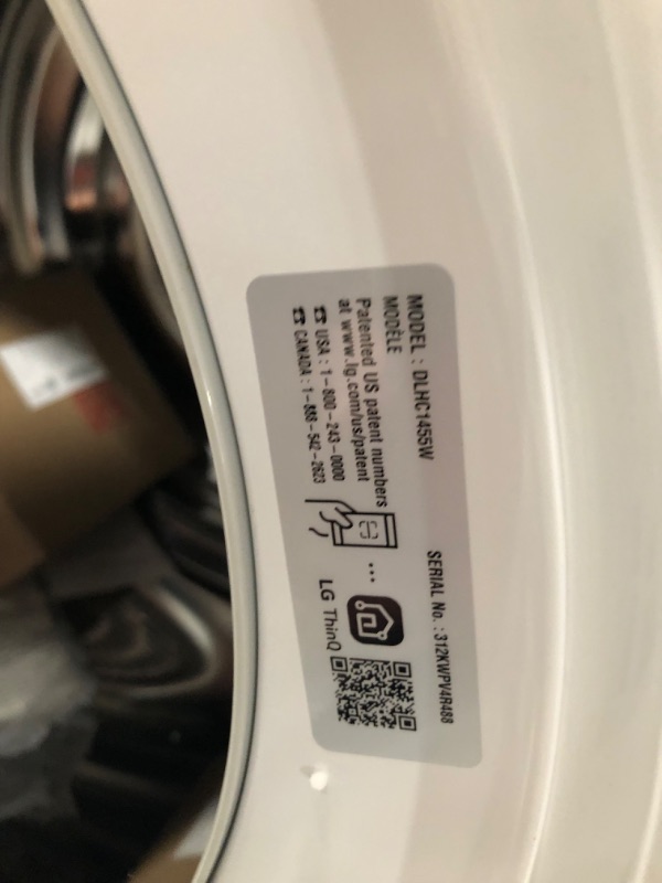 Photo 5 of LG Ventless Heat Pump 4.2-cu ft Stackable Ventless Smart Electric Dryer (White) ENERGY STAR
