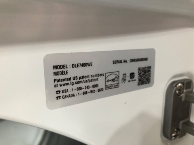 Photo 5 of LG EasyLoad 7.3-cu ft Smart Electric Dryer (White) ENERGY STAR
