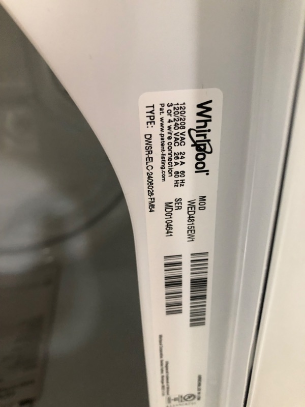 Photo 1 of Whirlpool 7-cu ft Electric Dryer (White)
