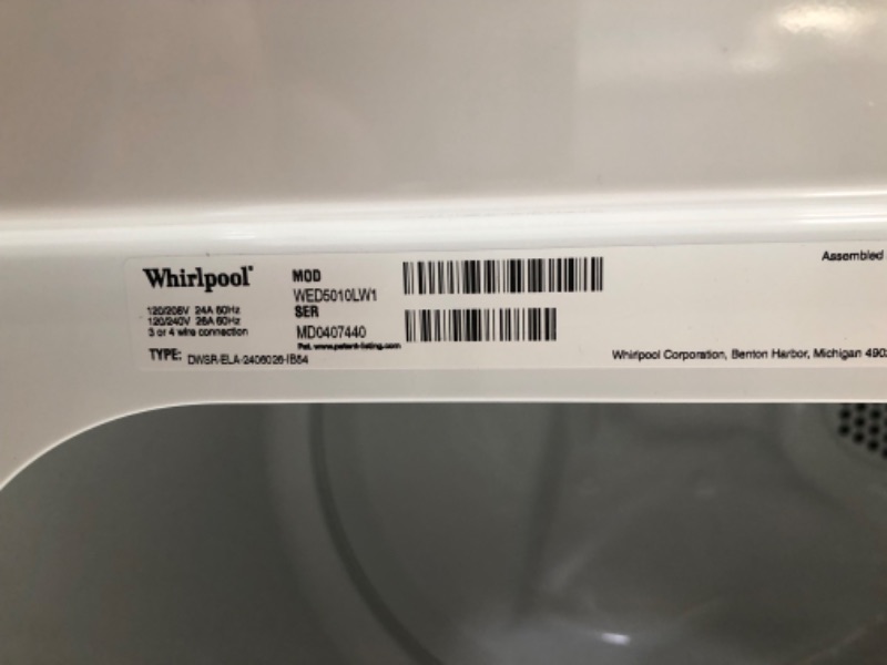 Photo 5 of Whirlpool 7-cu ft Electric Dryer (White)
