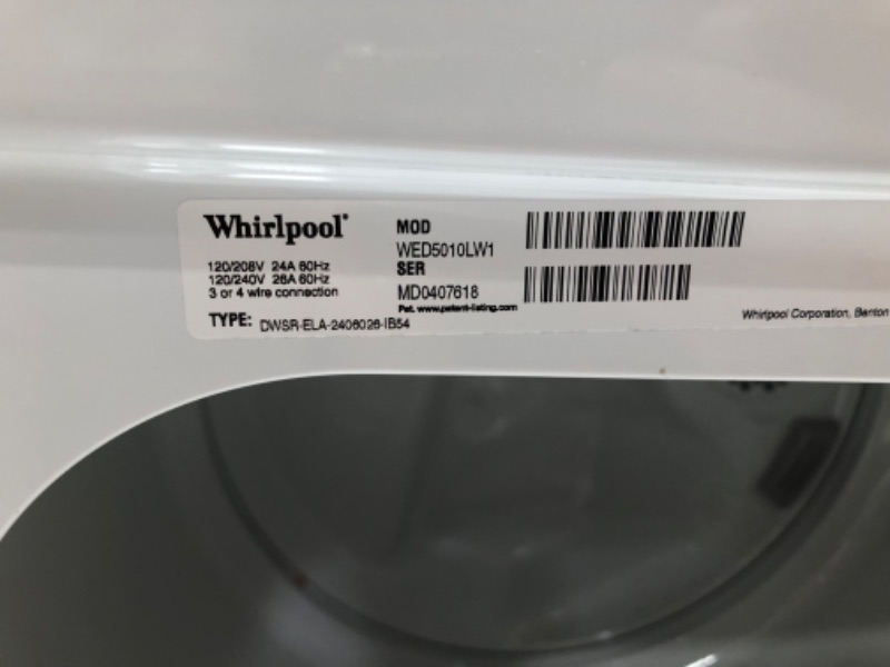 Photo 7 of Whirlpool 7-cu ft Electric Dryer (White)
