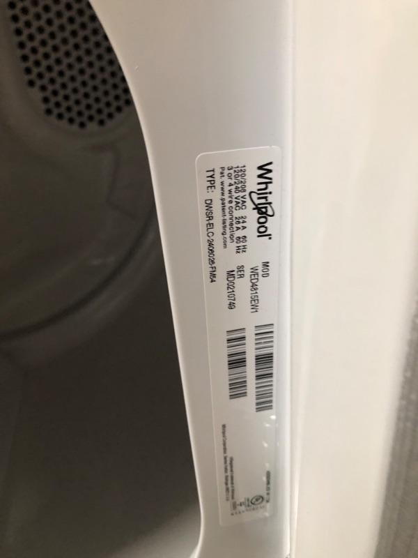 Photo 4 of Whirlpool 7-cu ft Electric Dryer (White)
