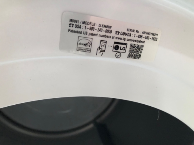 Photo 1 of LG 7.4-cu ft Stackable Electric Dryer (White) ENERGY STAR
