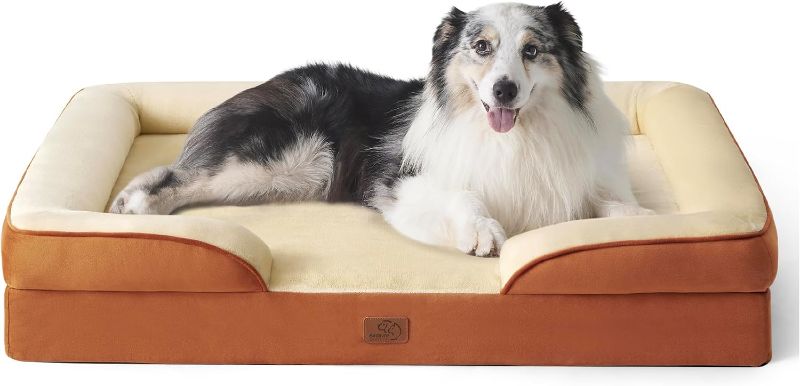 Photo 1 of Bedsure Orthopedic Dog Bed for Extra Large Dogs - XL Washable Dog Sofa Bed Large, Supportive Foam Pet Couch Bed with Removable Washable Cover, Waterproof Lining and Nonskid Bottom, Caramel, 42"