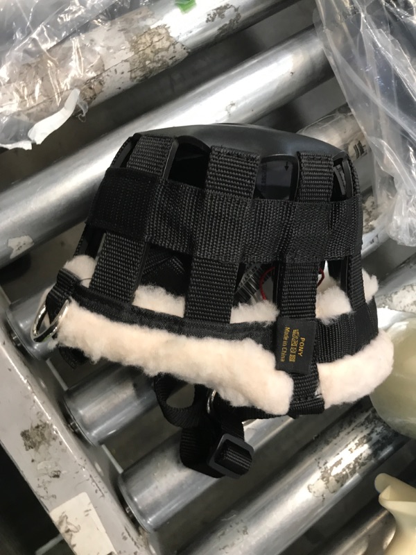 Photo 2 of T TEKE Deluxe Horse Grazing Muzzle Fleece Fur Lined Around, Full Adjustable with Neoprene Cushion pad on Crown & Chin for Comfort Black PONY