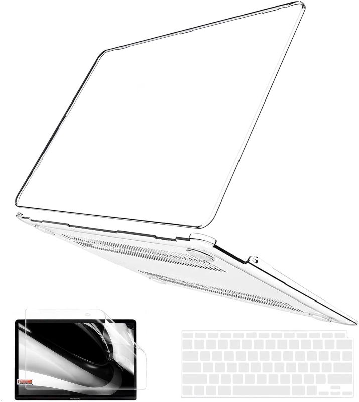 Photo 1 of IBENZER Compatible with 2022 2021 2020 MacBook Air 13 inch case M1 A2337 A2179 A1932, Hard Shell Case&Keyboard Cover&Screen Film for Mac Air 13 with Touch ID, Crystal Clear, AT13CYCL+2 For Macbook Air 13" M1 A2337/A2179/A1932 Crystal Clear