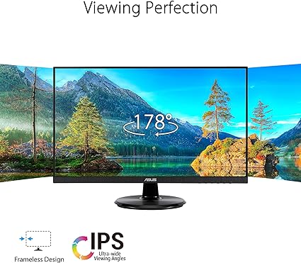 Photo 1 of ASUS 24” (23.8-inch viewable) 1080P Eye Care Monitor (VA24DQF) - IPS, Full HD, Frameless, 100Hz, 1ms, Adaptive-Sync, for Working and Gaming, Low Blue Light, Flicker Free, DisplayPort, 3 Year Warranty
