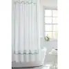 Photo 1 of 70 in. x 72 in. Linear Border Fabric Shower Curtain in Spa Blue White