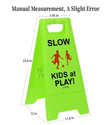 Photo 3 of Juztec Slow Children at Play Safety Signs For Street, Kids At Play Sign For Street, Down Neighborhoods Crossing traffic outdoor signs (2 Pack Green) Green 2