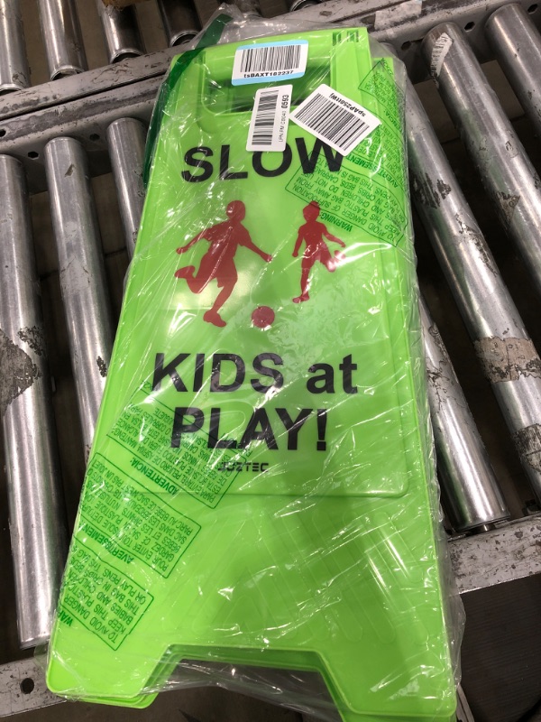 Photo 2 of (READ FULL POST) Juztec Slow Children at Play Safety Signs For Street, Kids At Play Sign For Street, Down Neighborhoods Crossing traffic outdoor signs (2 Pack Green) Green 2