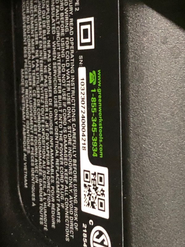 Photo 6 of [READ NOTES] FOR PARTS, NON-REFUNDABLE 
Greenworks 3000 PSI (1.1 GPM) TruBrushless Electric Pressure Washer (PWMA Certified) 3000 PSI (Brushless)