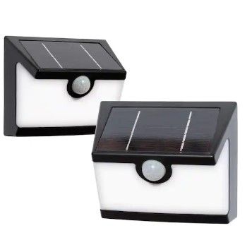 Photo 1 of 300 Lumens Connected Black Motion Sensing LED Outdoor Solar Deck Light (2-Pack)
