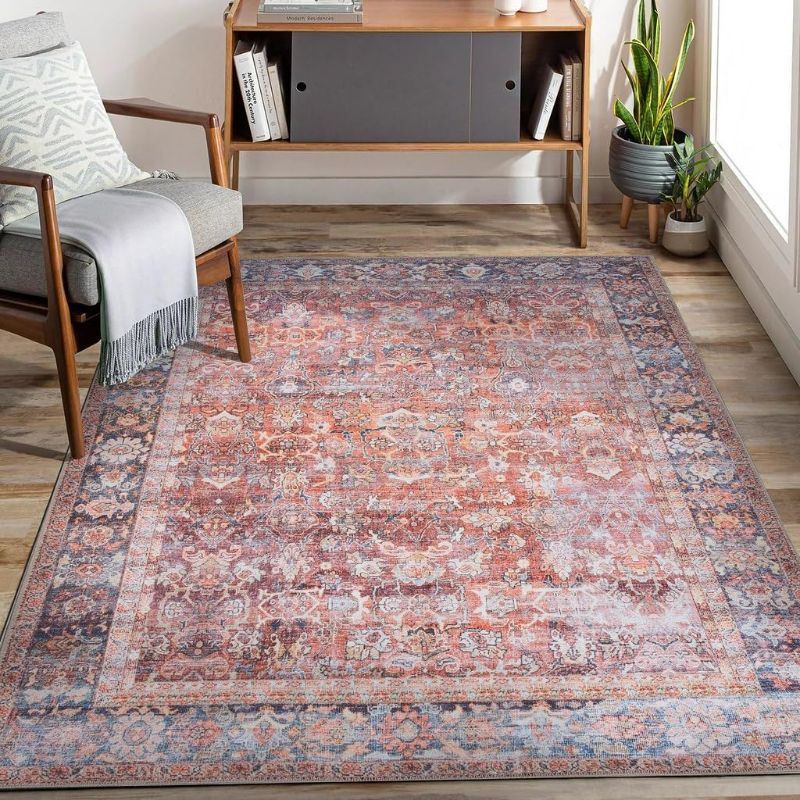 Photo 1 of (READ FULL POST) Adiva Rugs Machine Washable 3x5 Area Rug with Non Slip Backing for Living Room, Bedroom, Bathroom, Kitchen, Printed Vintage Home Decor, Floor Decoration Carpet Mat (Terra, 3' x 5')
