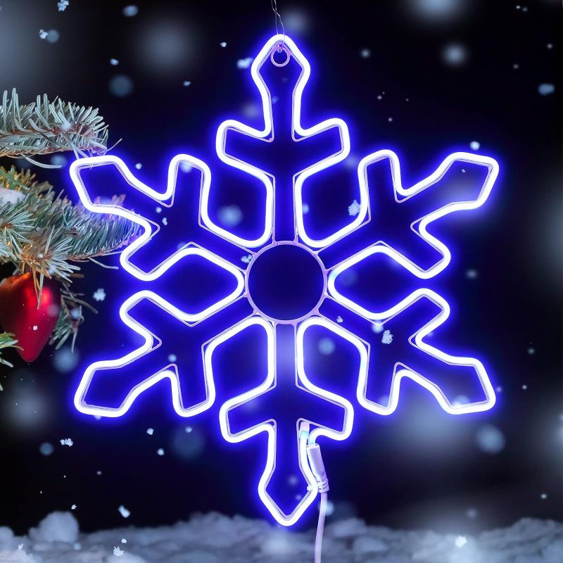 Photo 1 of 1 Pack 20 Inch Large Outdoor Snowflake Decorations Neon Light, 120 LED Outdoor Lighted Snowflake, Outdoor Christmas Yard Decorations for Outdoor, Yard, Porch, Christmas, Nativity Scene (Blue)
