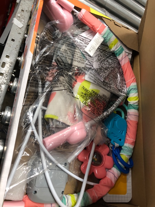 Photo 1 of Bright Starts Flamingo Vibes 3-Point Harness Harness Vibrating Baby Bouncer with Toy bar