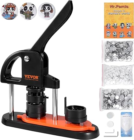 Photo 1 of (missing a piece see images) VEVOR Button Maker, 1.25 inch/32mm Pin Maker with 500pcs Button Parts, Ergonomic Arc Handle Punch Press Kit