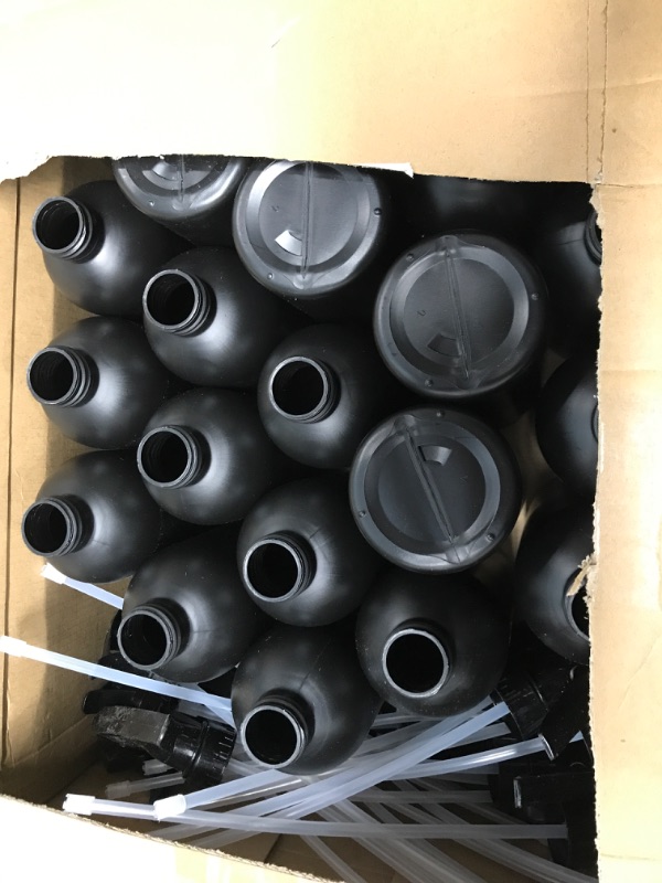 Photo 1 of 24 Pcs 17 Oz Plastic Cleaning Spray Bottles Bulk Cleaning Refillable Opaque Reusable Empty Spraying Bottles Heavy Duty Leakproof Hairspray Bottle for Water Essential Oils Home, Black