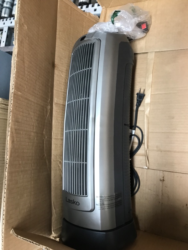 Photo 2 of [READ NOTES] Lasko Oscillating Digital Ceramic Tower Heater for Home with Adjustable Thermostat, Timer and Remote Control, 23 Inches, 1500W, Silver, 755320
