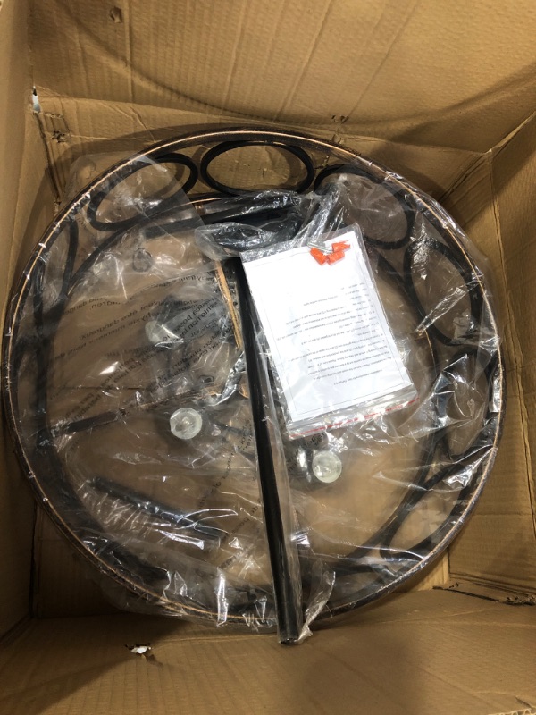 Photo 1 of Farmhouse Chandeliers for Dining Room, 3 Light Rustic Pendant Light Fixture, 13'' Drum Chandelier, Industrial Light Fixtures for Kitchen Island, Dining Room, Bedroom, Bronze Bronze Chandelier