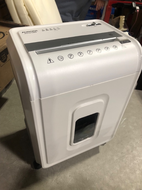 Photo 6 of Aurora AU1275MA Professional Grade 12-Sheet Micro-Cut Paper and CD/Credit Card Shredder/ 60 Minutes Continuous Run Time, White/Gray 12-Sheet Micro-cut/60-min Run Time Shredder