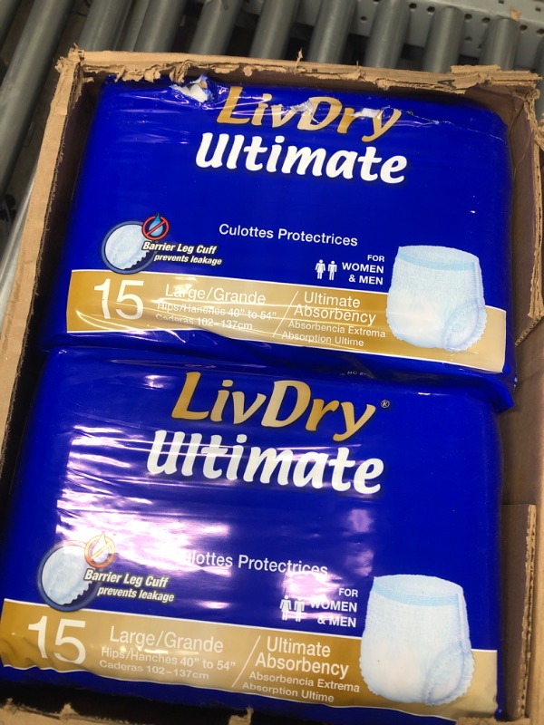 Photo 1 of
LivDry Ultimate Large Adult Incontinence Underwear, 2-Large (15 Count), White