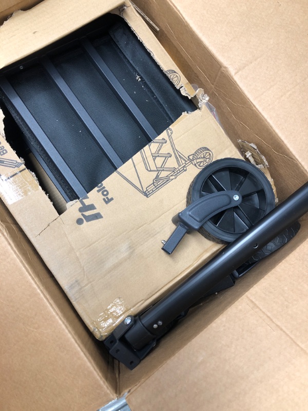 Photo 1 of Collapsible Foldable Wagon, Beach Cart Large Capacity, Heavy Duty Folding Wagon Portable, Collapsible Wagon for Sports, Shopping, Camping (Black, 1 Year Warrant)