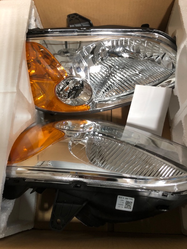 Photo 2 of DWVO Headlights Assembly Compatible with 01 02 03 2001 2002 2003 Civic Headlamp Replacement Chrome Housing Pair Driver and Passenger Side