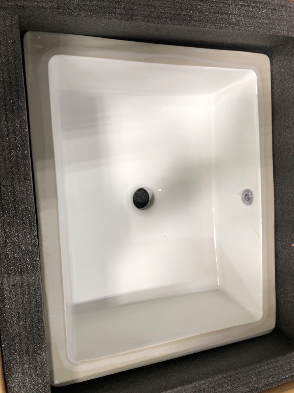 Photo 2 of 20 Inch Undermount Bathroom Sink Rectangle Undermount Sink White Ceramic Under Counter Bathroom Sink with Overflow (19.5"x15.6") 19.5 Inch