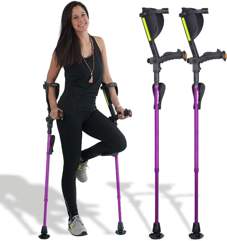 Photo 1 of Ergobaum 7G by Ergoactives. 1 Pair (2 Units) of Ergonomic Forearm Crutches - Adult 5' - 6'6'' Adjustable (Purple)
