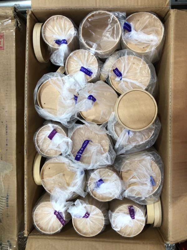 Photo 1 of Irenare 200 Sets 12 oz Disposable Soup Containers with Lids Kraft Paper Cups Bulk Ice Cream Bowls Disposable Food Storage Containers for Soup Dessert Ice Cream, Brown