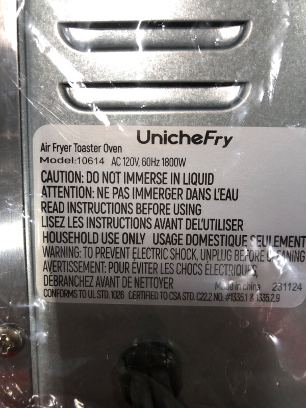 Photo 3 of 16QT Air Fryer Toaster Oven Combo 1800W, Unichefry Countertop Convection Oven Including Toaster, Broil, Air Fry,Timer/Auto Shutoff, 150°-450°F Temp Controls, 15L Capacity, Fit 9 Slices or 12" Pizza