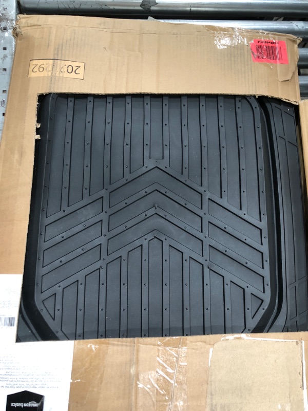 Photo 2 of Amazon Basics 4-Piece All-Weather Protection Heavy Duty Rubber Floor Mats Set with Cargo Liner for Cars, SUVs, and Trucks?Black,Universal Trim to Fit Black Thick Heavy Duty Rubber 4-Piece