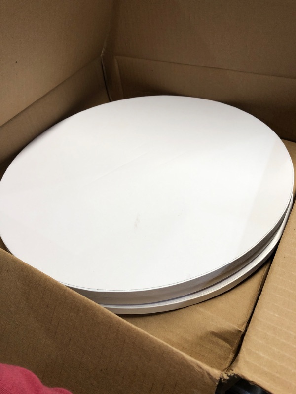Photo 1 of 16 Inch Cake Drums with Banner Cake Topper-Cake Board Round White(3-Pack) 1/2 Inch Thick Cake Boards Sturdy, Greaseproof for Birthday Wedding Multi-Tiered Party Cake Boards by GoldenBakeryFamily 16inch ?3 Pack? White