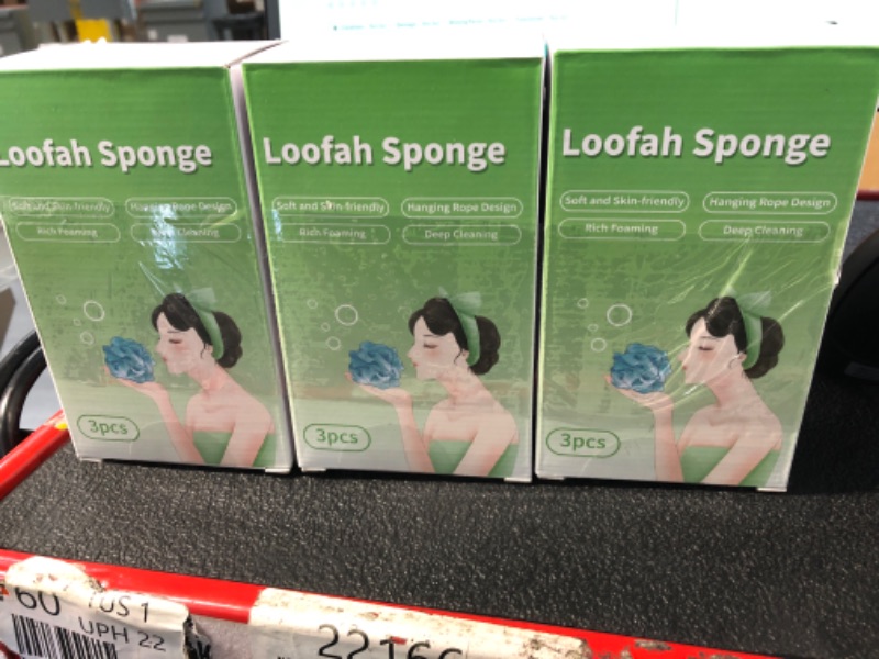 Photo 1 of FARMOGA Bath Sponge Shower Loofah Soft Mesh Body Wash Scrubber Exfoliator Puff Shower Sponge Essential Skin Care for Women & Men Bathing Tool 3Pack 40G Gradient (3 BOX BUNDLE - NON REFUNDABLE)