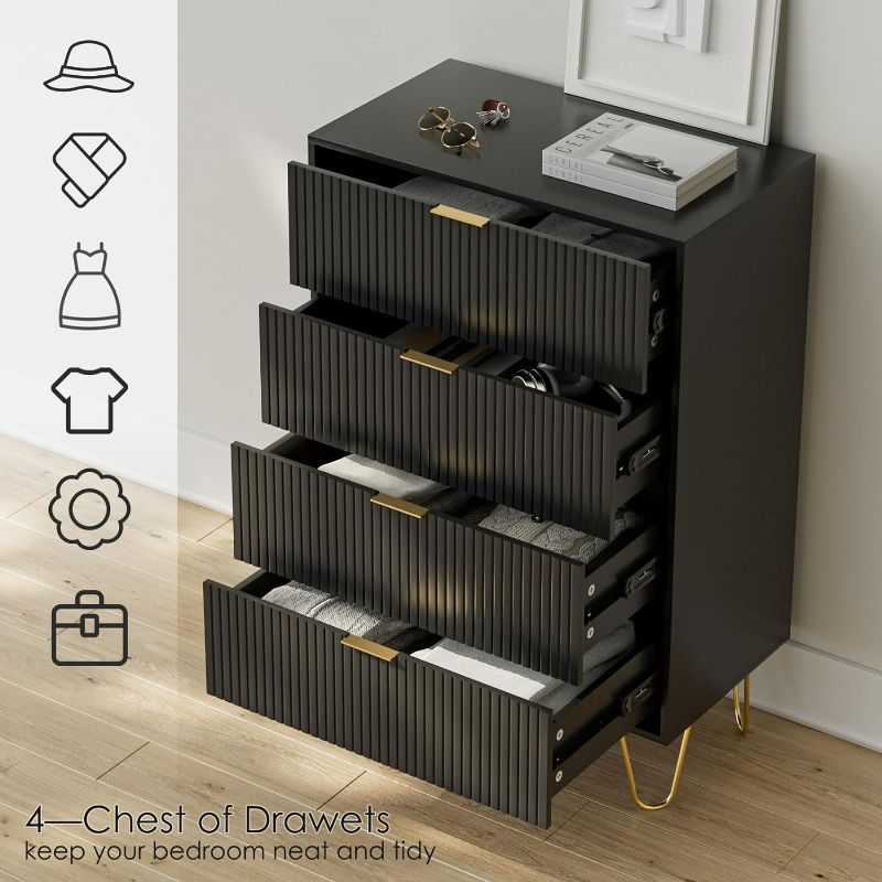 Photo 5 of (NON-REFUNDABLE) AEPOALUA 4 Drawer Dresser,Drawer Chest,Tall Storage Dresser Cabinet Organizer (BLACK)