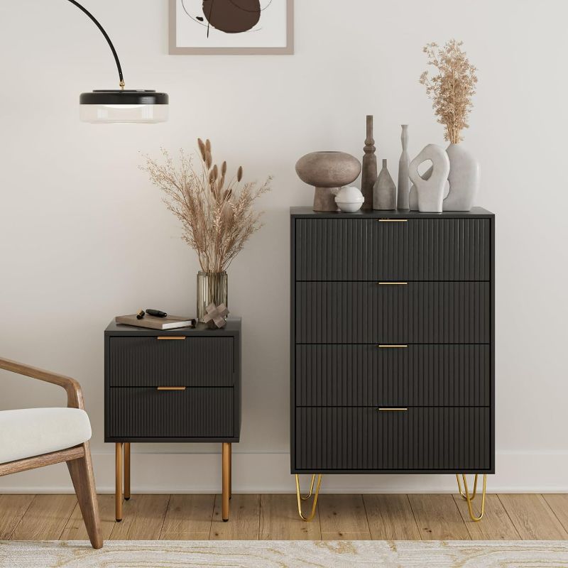 Photo 1 of (NON-REFUNDABLE) AEPOALUA 4 Drawer Dresser,Drawer Chest,Tall Storage Dresser Cabinet Organizer (BLACK)