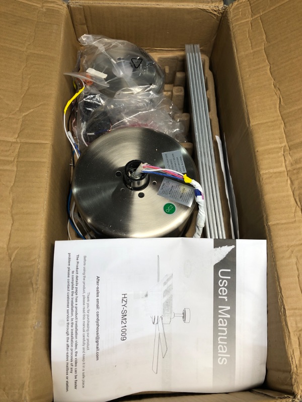 Photo 2 of ***NON REFUNDABLE NO RETURNS SOLD AS IS**PARTS ONLY**52" Ceiling Fans with Lights Remote Control-Reversible DC Motor,5 Blades,3CCT, Dimmable,Ceiling Fan with Light for Bedroom, Kitchen,Dining Room Silver