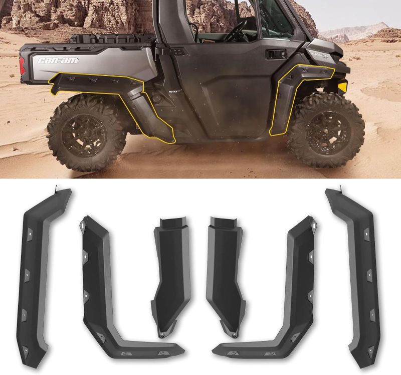 Photo 1 of Extended Fender Flares Compatible with Can Am Defender,CPOWACE Mud Guards Front&Rear Compatible with Can Am Defender HD5 HD10 HD8 MAX 2016-2022 Replace 715006821 715002424 715006822(6pcs)