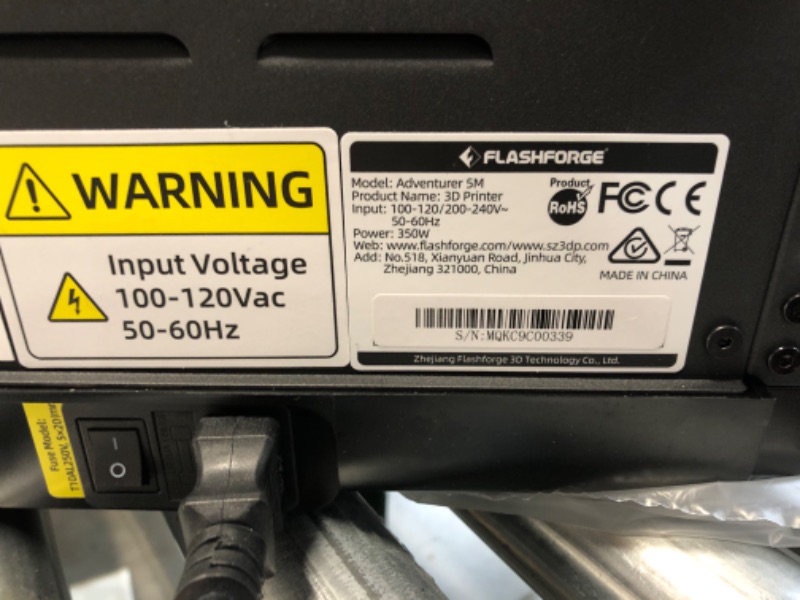 Photo 3 of **SEE NOTES** FLASHFORGE Adventurer 5M 3D Printer, 600mm/s High Speed Printing, Fully Auto Leveling Printer with Quick Detachable 280? Direct Extruder, Vibration Compensation, Large Printing Size 220 * 220 * 220mm