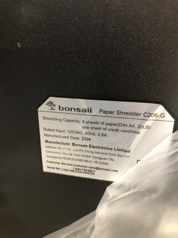 Photo 3 of **PARTS ONLY NON REFUNDABLE**
Bonsaii 8 Sheet High Security Micro Cut Paper Shredder with 4 Gallon Pullout Basket, Credit Cards/Mail/Staples/Clips Shredder for Home Office Use (C206-G) 8 Sheet-5 Mins